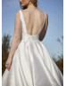 Plunging V Neck Ivory Satin Simple Wedding Dress Plunging V Neck Ivory Satin Simple Wedding Dress